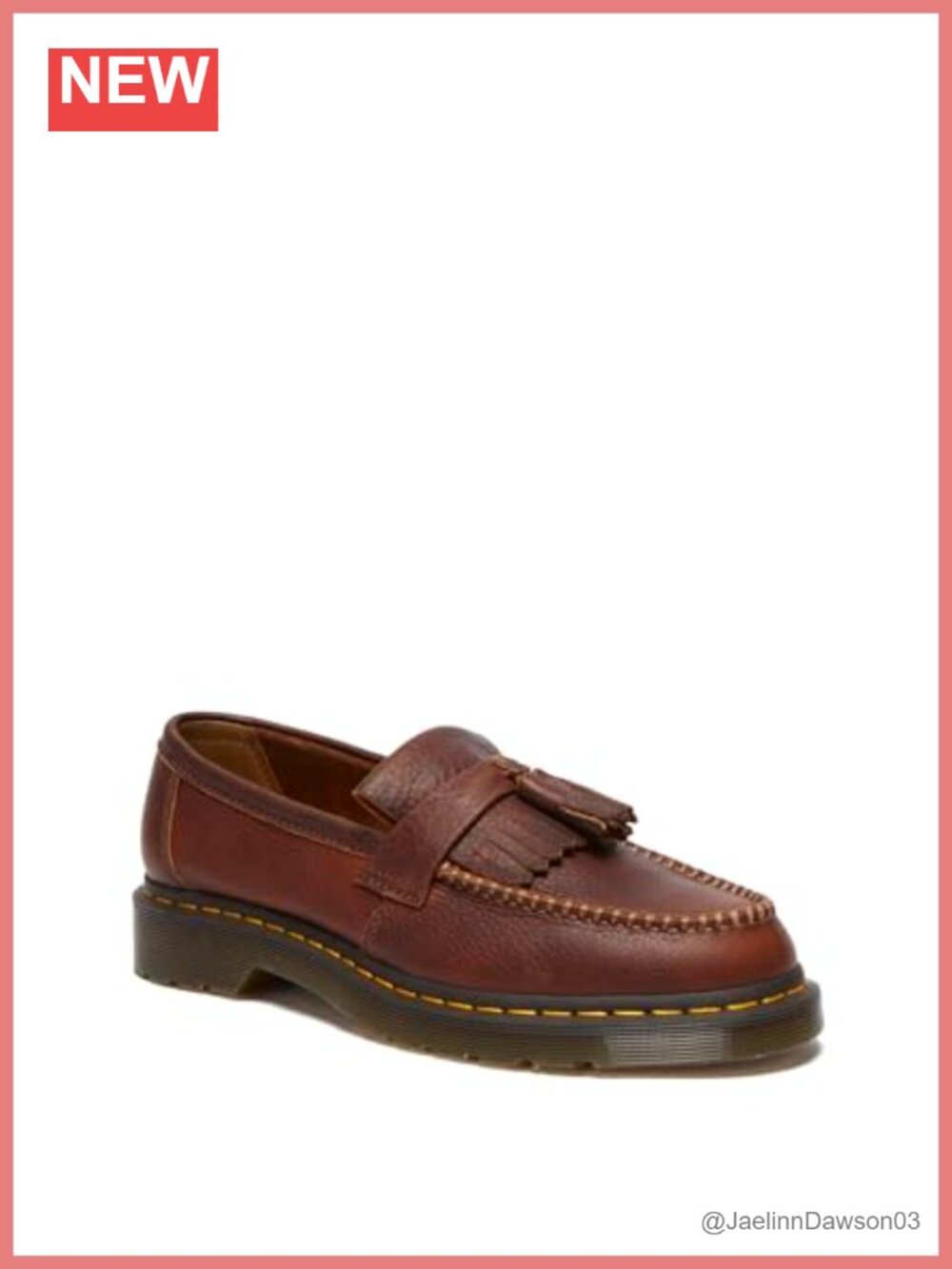 Dr. Martens Style Leather Loafers with Yellow Stitching